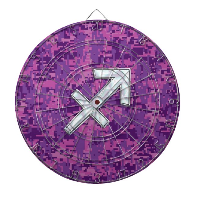 Cible De Fléchettes Symbole Sagittaire Nacré Camouflage Fuchsia (Devant)