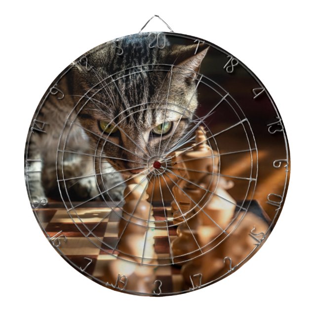 Cible De Fléchettes Tabby Cat Jouer Aux Échecs (Devant)