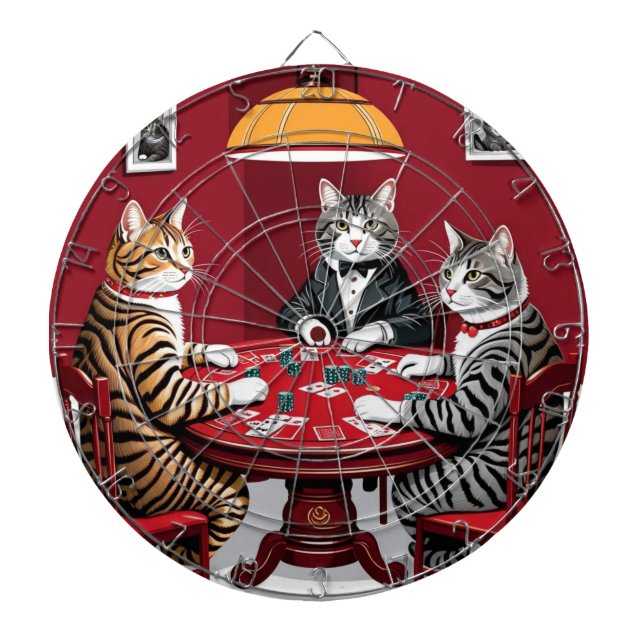 Cible De Fléchettes Tabby Cats Jouer Au Poker (Devant)