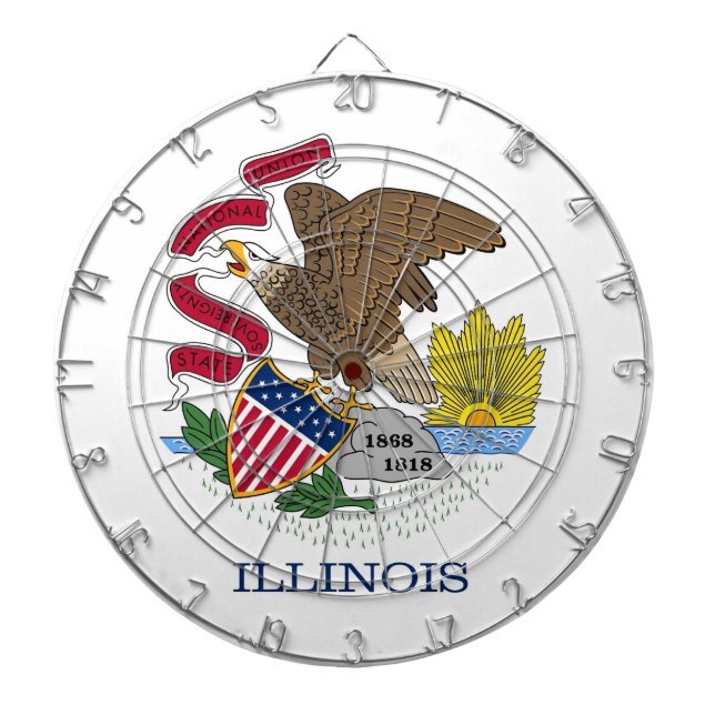 Cible De Fléchettes Tableau avec Drapeau de l'Illinois, États-Unis (Devant)