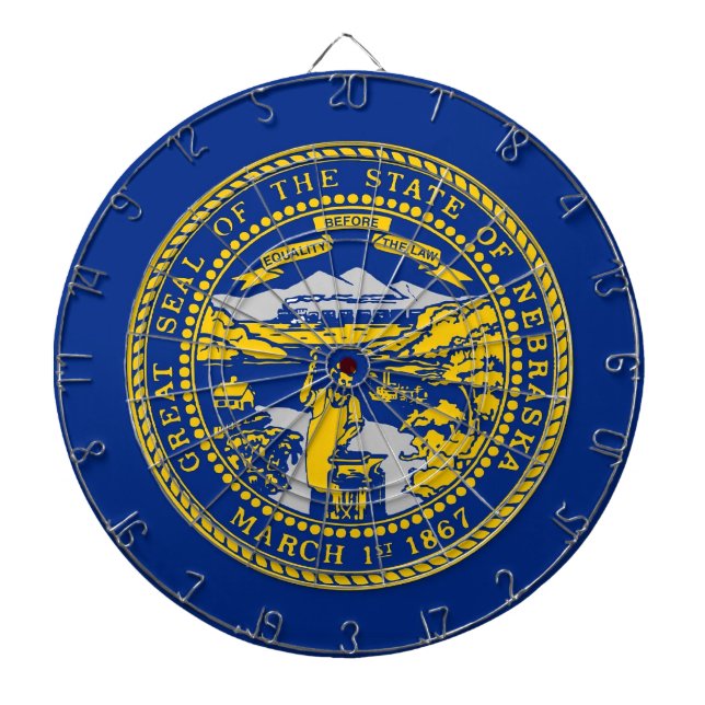 Cible De Fléchettes Tableau de bord avec Drapeau du Nebraska, USA (Devant)