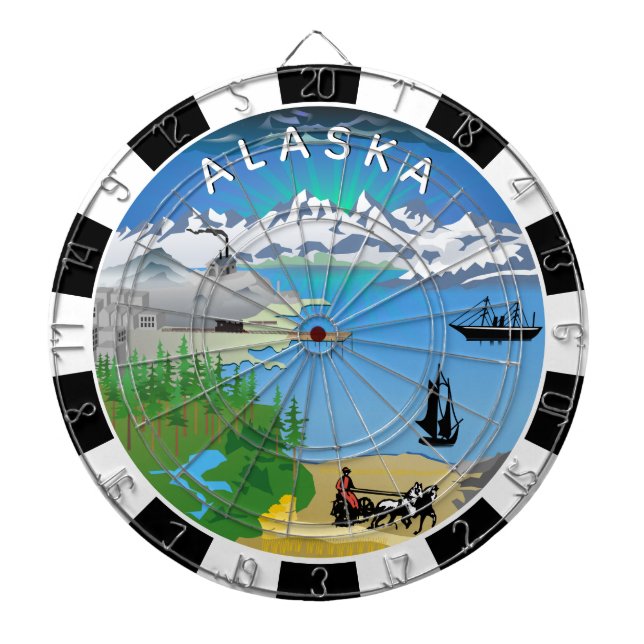 Cible De Fléchettes Tableau de bord de l'Alaska, drapeau, fléchettes d (Devant)