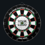 Cible De Fléchettes Tableau de bord du logo personnalisé avec texte<br><div class="desc">Tableau de bord du logo personnalisé. Deux zones de texte personnalisées. Vous pouvez télécharger votre photo en utilisant l'option "Personnaliser ce modèle".</div>