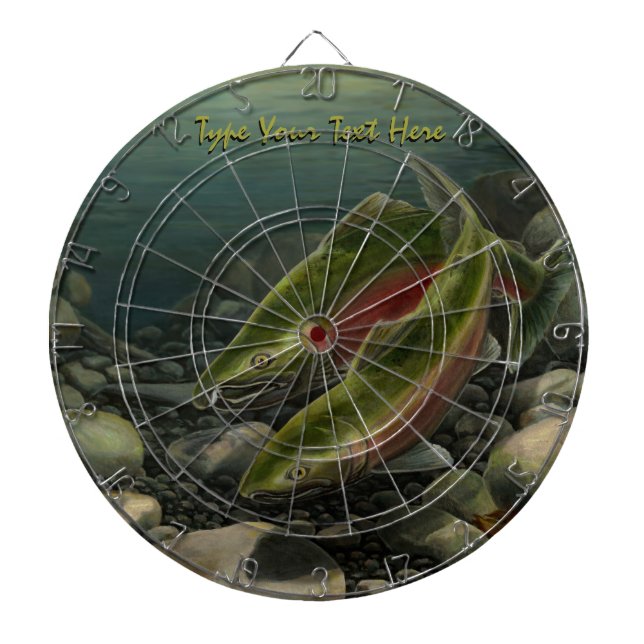 Cible De Fléchettes Tableau de bord personnalisé Saumon de pêche (Devant)