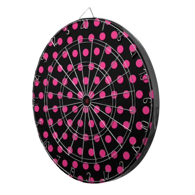 Cible De Fléchettes Tableau de bord Pointe Polka (noir et rose néon) (Devant droit)