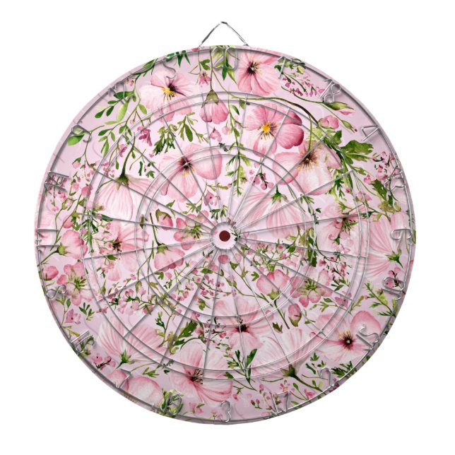 Cible De Fléchettes Tableau de bord rose floral (Devant)