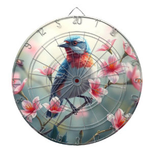 Cible De Fléchettes Tableau de fléchettes floral oiseau coloré