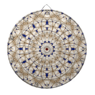 Cible De Fléchettes Tableau géométrique floral doré bleu en forme de c