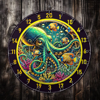 Cible De Fléchettes Tableau noir de la marée d'octopus azur