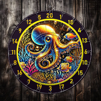 Cible De Fléchettes Tableau noir de pieuvre d'enfer