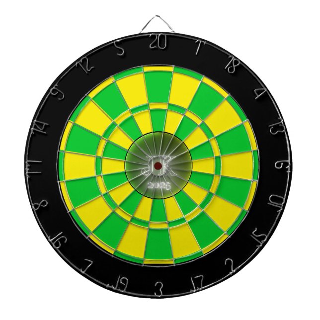 Cible De Fléchettes Tableau noir jaune vert 2025 (Devant)