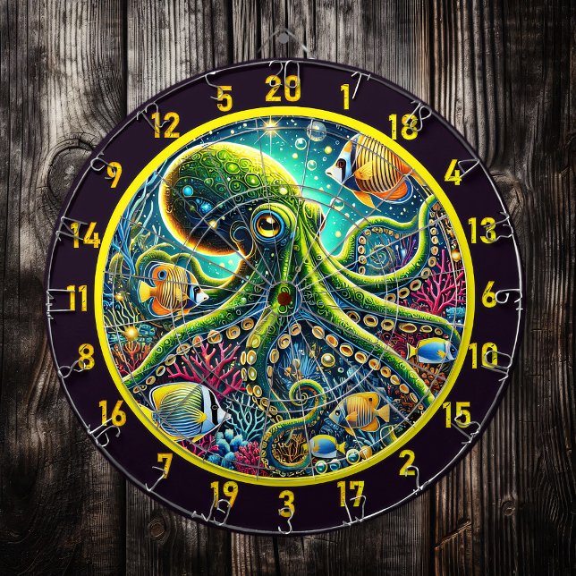 Cible De Fléchettes Tableau noir octopus des récifs radiants (Créateur téléchargé)