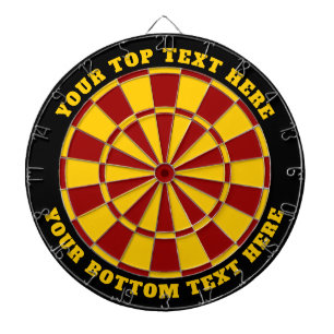 Cible De Fléchettes Tableau noir rouge et jaune avec texte personnalis