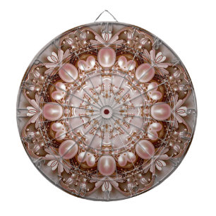 Cible De Fléchettes Tableau Orné de Perles Roses et Fleurs