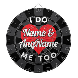 Cible De Fléchettes Texte de mariage personnalisé Blanc Noir Charbon C