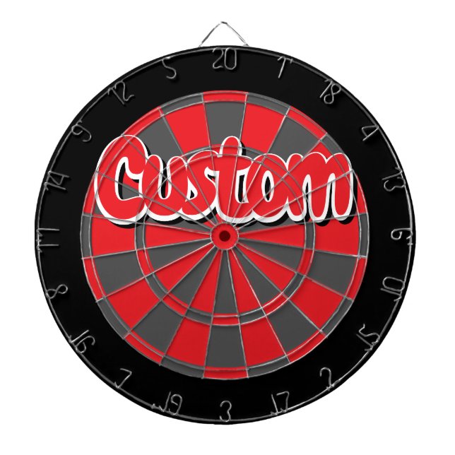 Cible De Fléchettes Texte en noir, gris et rouge avec contour blanc (Devant)
