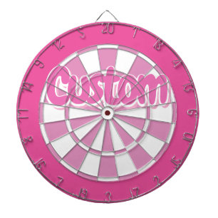 Cible De Fléchettes Texte personnalisable rose et blanc coloré