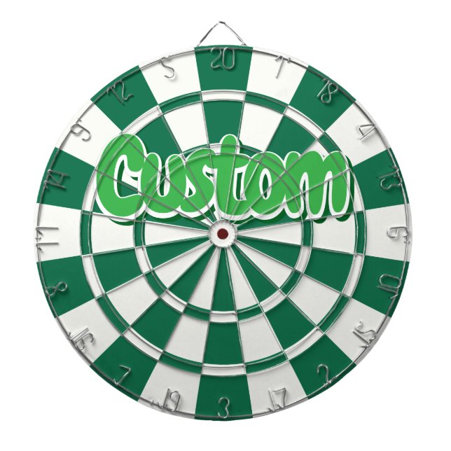 Cible De Fléchettes Texte personnalisable vert foncé, blanc et vert (Devant)