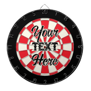 Cible De Fléchettes Texte personnalisé noir et motif à carreaux rouge