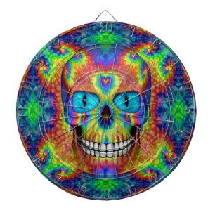 Cible De Fléchettes Tie Dye Crâne mort Zombie Metal Cage Darboards