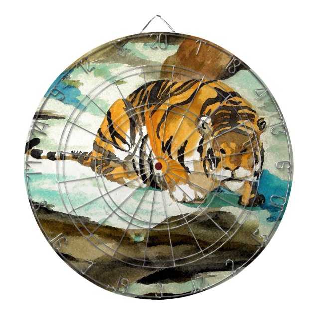 Cible De Fléchettes Tigre aquarelle (Devant)
