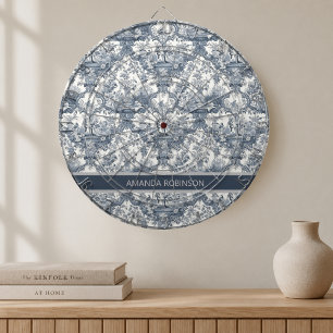 Cible De Fléchettes Tissu damassé floral vintage Monogramme toile de j