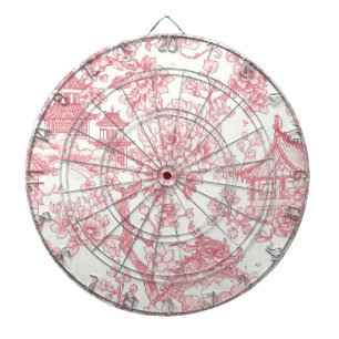 Cible De Fléchettes Toile de chinoiserie rose dragon fleur de cerisier
