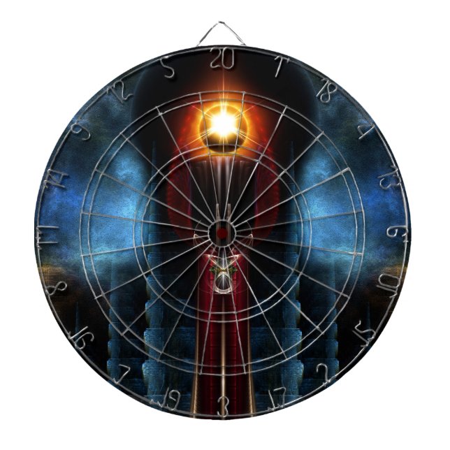 Cible De Fléchettes Torche Pierre Tour Fractal Art (Devant)