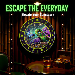 Cible De Fléchettes Tortue céleste rustique Butterfly Lodge Art