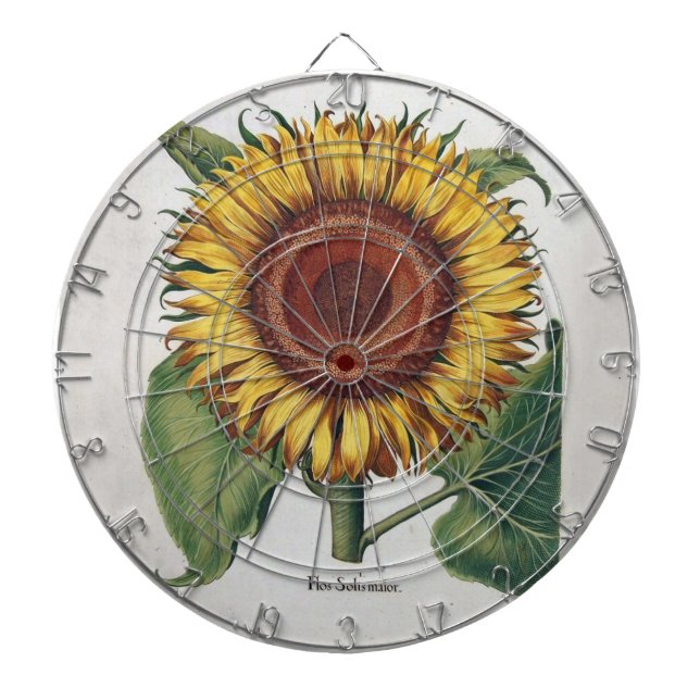 Cible De Fléchettes Tournesol Vintage Damas Fleur Art (Devant)