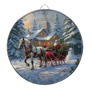 Cible De Fléchettes Traîneau à un cheval de Noël de Santa