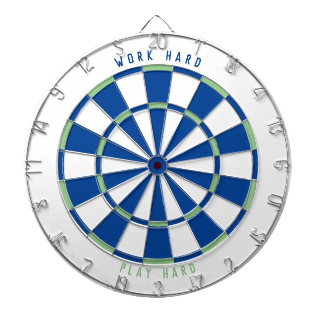 Cible De Fléchettes "TRAVAILLER DUR JOUER DUR" Bureau Salle de Jeu Ble (Devant)