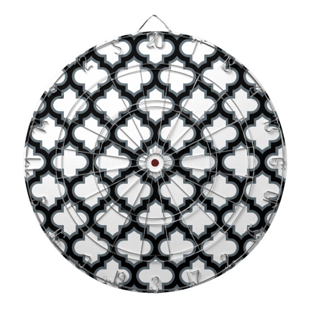 Cible De Fléchettes Trellis blanc et noir, treillis, Quatrefoil (Devant)