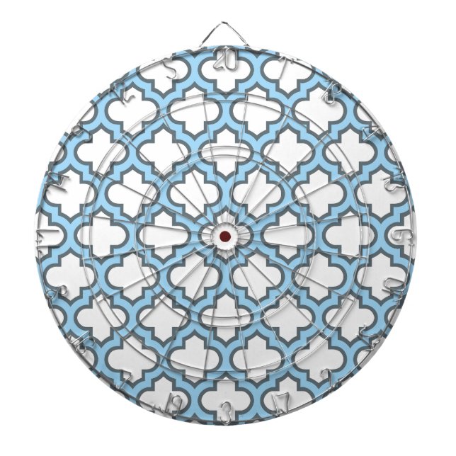 Cible De Fléchettes Trellis bleu blanc et bébé, treillis, Quatrefoil (Devant)