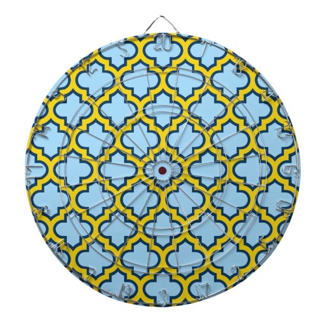 Cible De Fléchettes Trellis bleu et jaune, treillis, Quatrefoil (Devant)