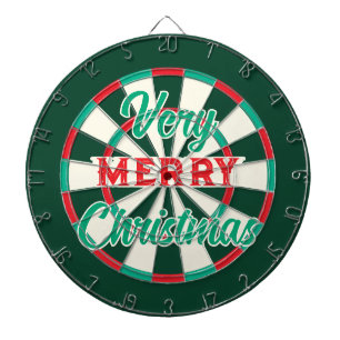Cible De Fléchettes Très Joyeux Noël Classique Vert Rouge & Blanc