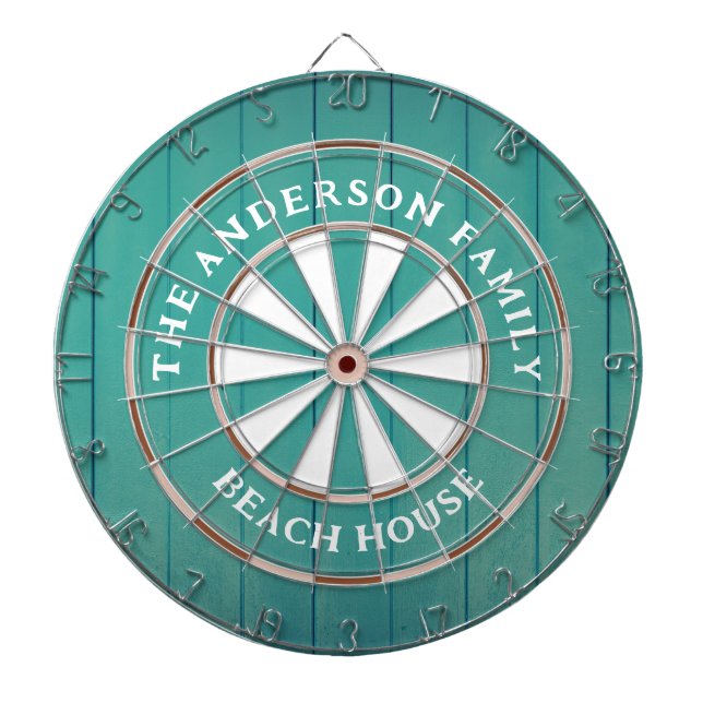 Cible De Fléchettes Turquoise boards Beach House Nom de famille (Devant)