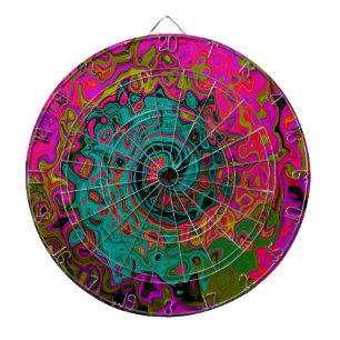 Cible De Fléchettes Turquoise Trippeyant Abstrait Rétro Tourbillon Liq