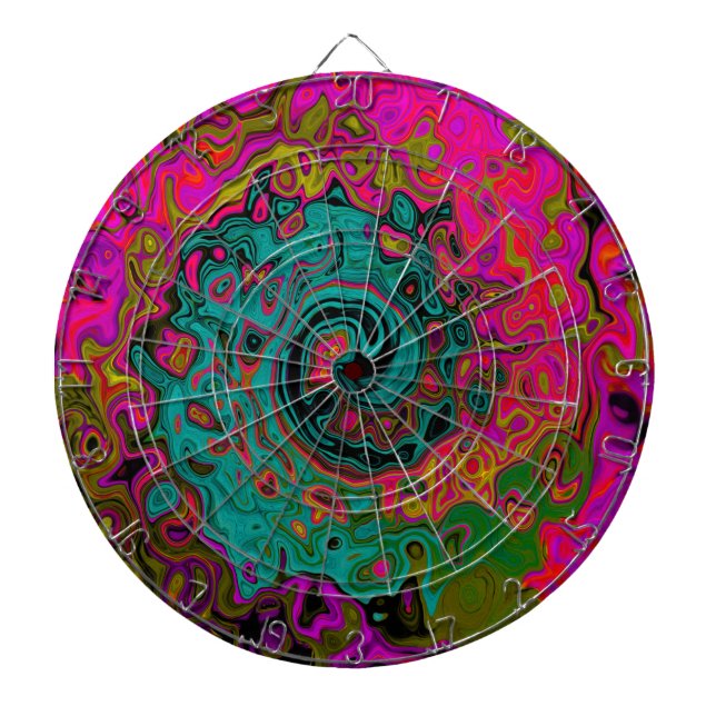 Cible De Fléchettes Turquoise Trippeyant Abstrait Rétro Tourbillon Liq (Devant)