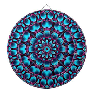 Cible De Fléchettes Tuyaux violets Vintage bleu fractal Kaleidoscope
