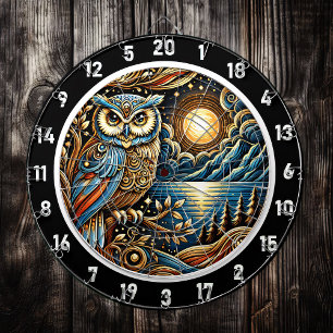 Cible De Fléchettes Twilight Guardian Owl Dartboard Art