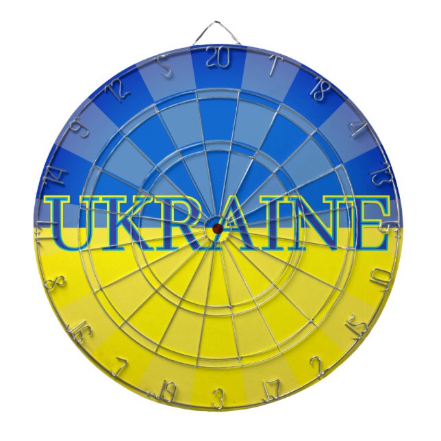 Cible De Fléchettes UKRAINE Drapeau Bleu et Jaune Design (Devant)