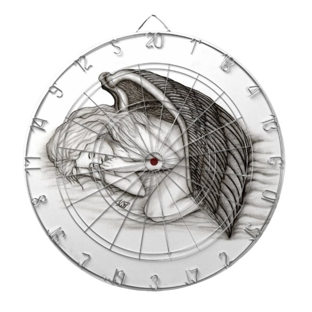 Cible De Fléchettes Un Angel endormi, noir et blanc (Devant)