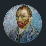 Cible De Fléchettes Van Gogh Autoportrait<br><div class="desc">Peinture d'auto-portrait du peintre hollandais post-impressionniste Van Gogh dans les tons bleus</div>