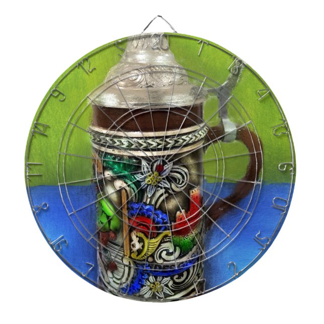 Cible De Fléchettes Vapeur de bière allemande à charnière bleu vert (Devant)