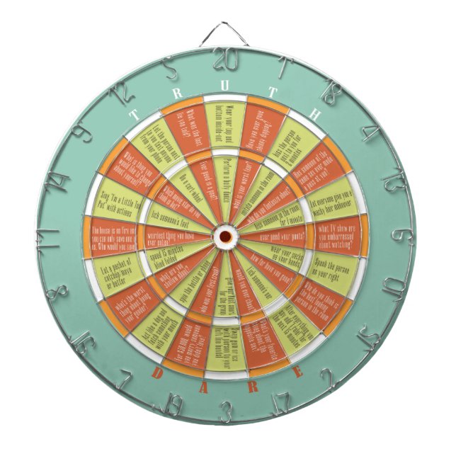 Cible De Fléchettes Vérité ou Oser Aqua/Orange (avec baiser) (Devant)