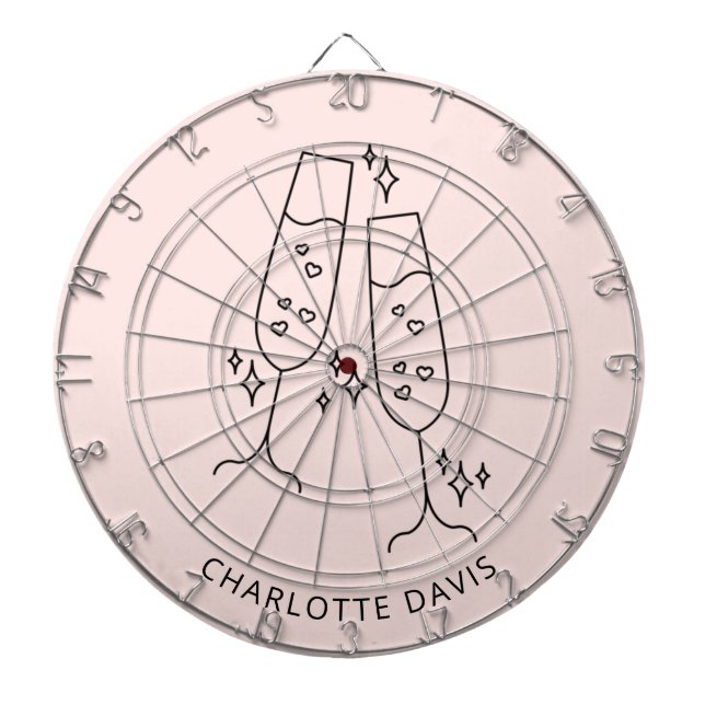 Cible De Fléchettes Verre à flûte en or rose à nom de fête (Devant)