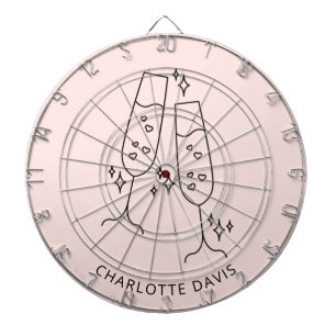 Cible De Fléchettes Verre à flûte en or rose pour fête avec nom