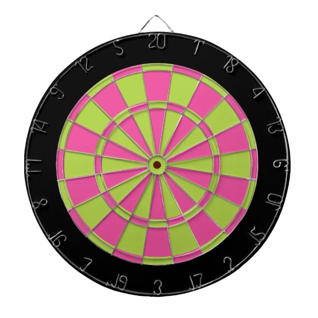 Cible de flechettes : Vert de chaux, rose, et noir (Devant)
