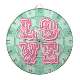 Cible De Fléchettes Vert Menthe et Rose Conception de Mariage Amour Vi